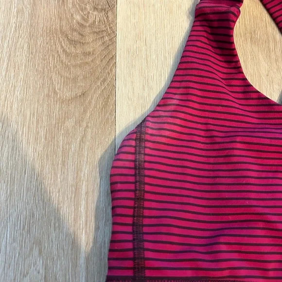 Lululemon All sport Bra Hyper Stripe Bordeaux Drama Bumble Berry size 6 - Picture 3 of 5